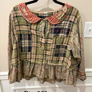 Magnolia Pearl Multicolor Patchwork Blouse